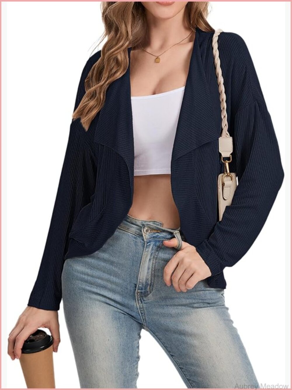 Cropped Open Front Cardigan Shrug Lightweight Knit Long Sleeve Casual Layer